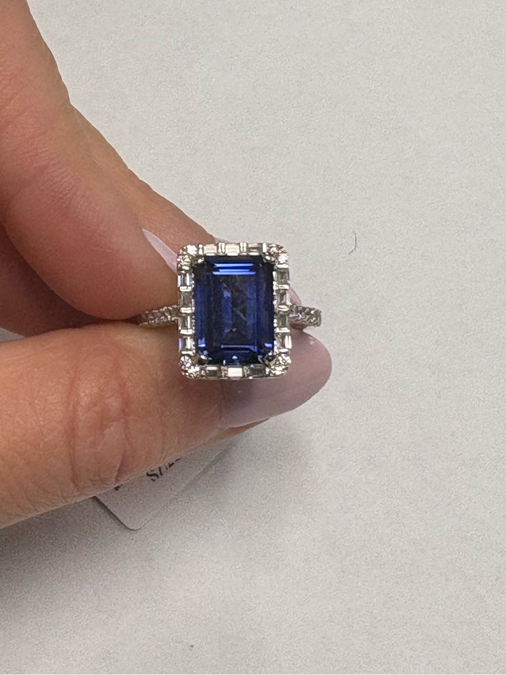 Suzy Levian Sterling Silver Ring Blue & White CZ Sample NWT